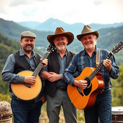 Album cover for The Blue Ridge Boys' 'Appalachian Echoes' featuring a photograph of the band in front of a mountain range